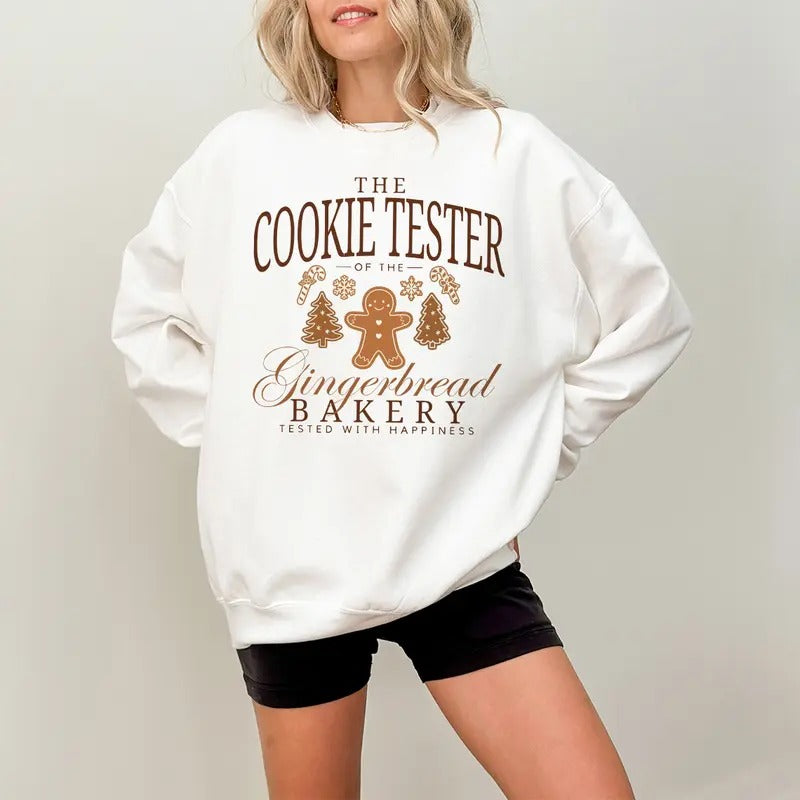 Cookie Baker Sweatshirt, Cookie Tester Sweater, Gingerbread Bakery, Gingerbread Shirt, Couple Christmas Sweatshirt,...