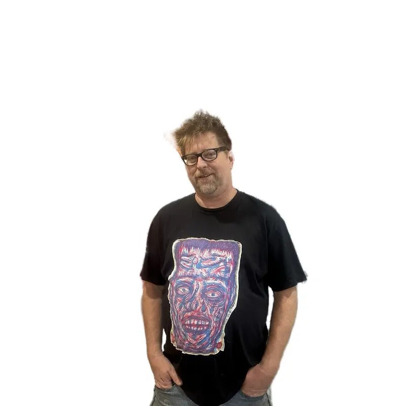 Cool Burn Frankenstein appliquéd woodcut printed T-shirt Menswear Top graphic  tees