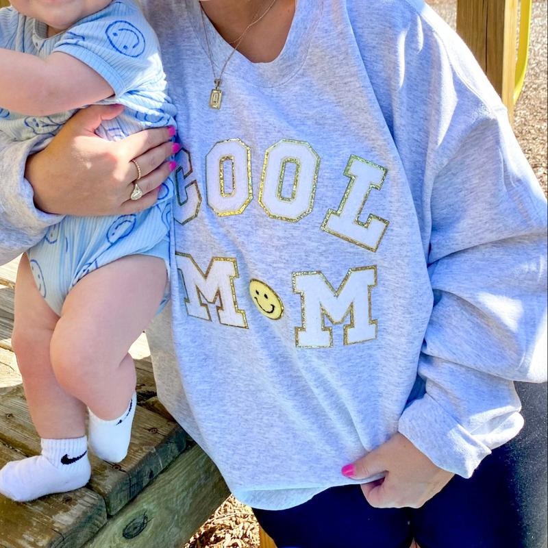 'Cool Mom' Letter Patch Sweatshirt