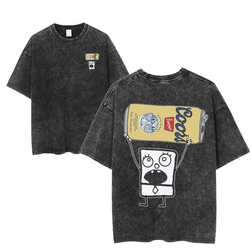 Coors Banquet Beer Can Graphic Tee, Funny Booze Shirt with Cartoon Character, Party Style Top, Unisex Menswear Womenswear Shirt