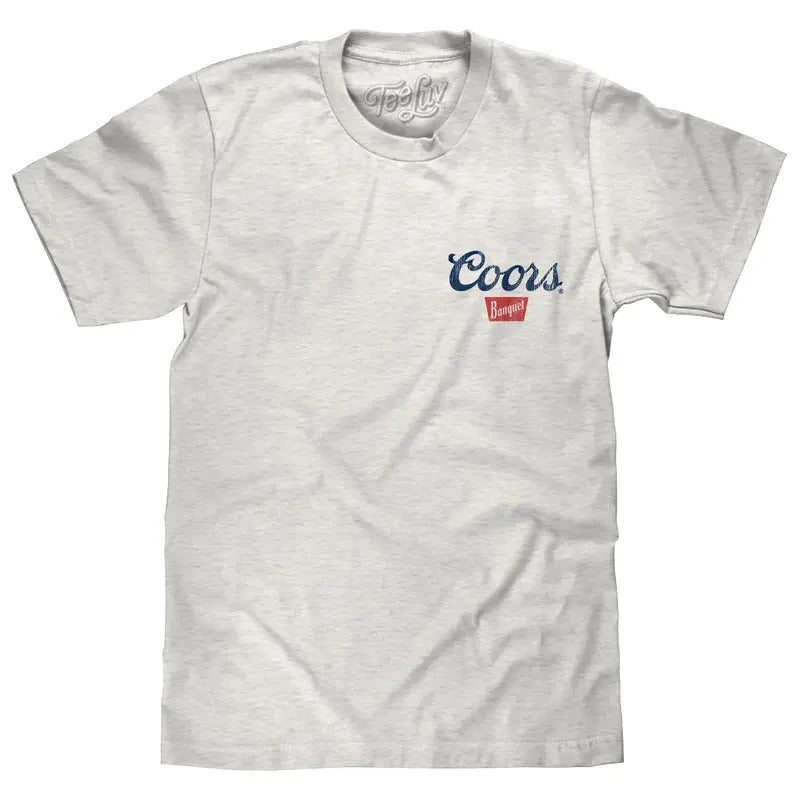 Coors Banquet Beer Front and Back Faded Graphic T-Shirt - Ash Gray