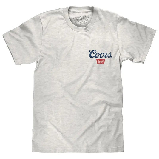 Coors Banquet Beer Front and Back Faded Graphic T-Shirt - Ash Gray
