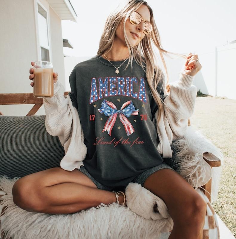 Coquette 4th of July Shirt, USA shirt, Summer Shirt, Red White and Blue, America, Womens Fourth of July, Patriotic, 1776...