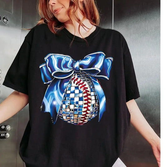 Coquette Baseball Shirt, Baseball Bow Shirt, Retro Baseball Shirt, Disco Baseball Shirt, Sports Shirt, Hoodie, Sweatshirt