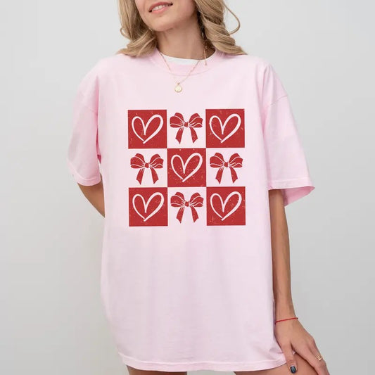 Coquette Bow Heart Comfort Colors, Loving Day Unisex T-Shirt, Valentine Day Gifts, Girly Sweet Heart Tee Hoodie, Sweatshirt