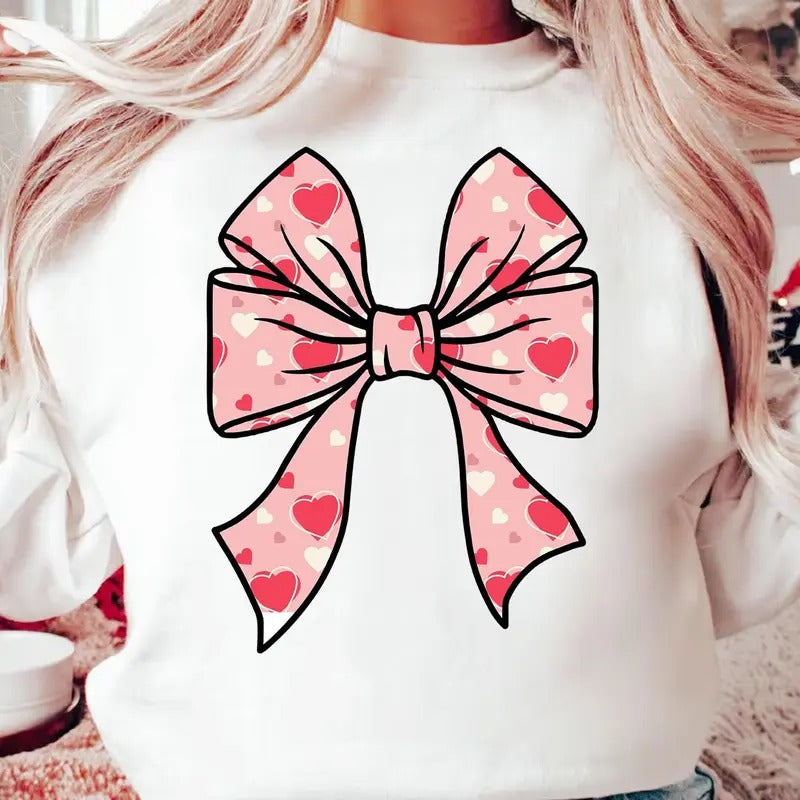 Coquette Bow Valentine Shirt, Valentines Day Shirt, Valentine's Day Heart Coquette Bow Shirt, Valentine Love Shirt, Cute...