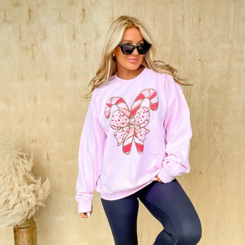 Coquette Candy Cane Graphic Top