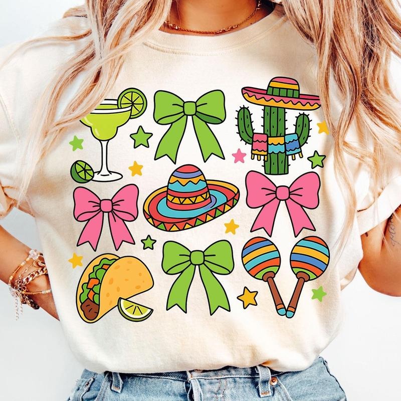 Coquette Cinco De Mayo Tshirt Sweatshirt, Summer 2025, Lets Fiesta, Mexican Fiesta Shirt, Mexican Girly, Unisex Sweater Pullover Tee