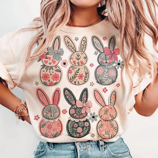 Coquette Easter Bunny Floral DTF Transfers - THIS IS NOT A SHIRT Hoodie, Sweatshirt | InkThreadWorks.com