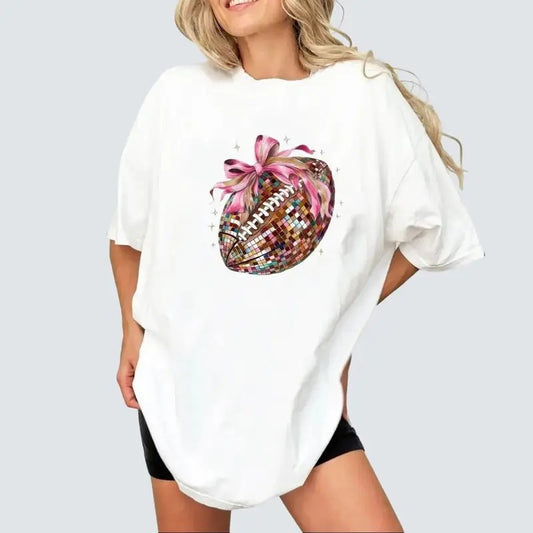 Coquette Football Vintage Tee, Football Bow Sweatshirt,Game Day, Women's Tops, Sweatshirt  Game Day Hoodie