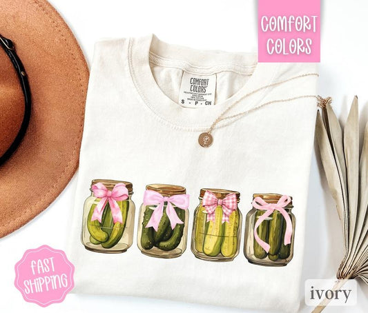 Coquette Pickles Shirt Comfort Colors, Pickle Lover Shirt, Cute Pickle Shirt Casual Cotton Womenswear Hoodie, Sweatshirt