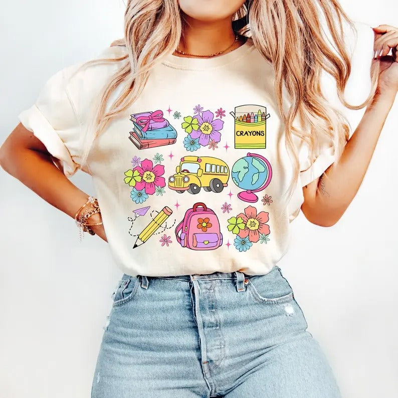 Coquette Teacher t-shirt, Back to School shirt,Teacher Appreciation Gift,School Bus Books shirt,First Day of School...