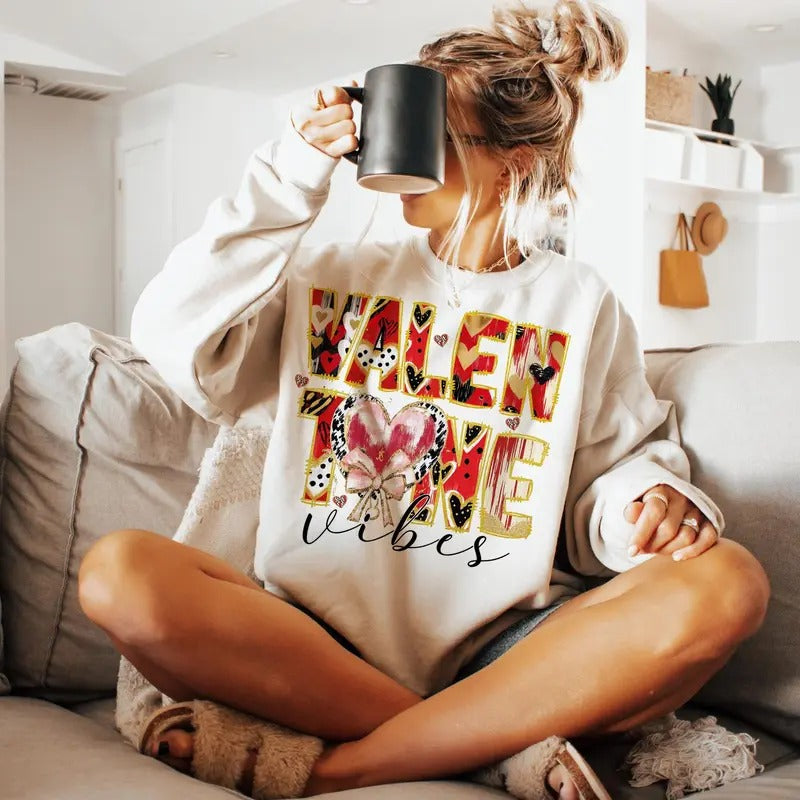Coquette Valentine Vibes Sweatshirt, Not Glitter Valentine Sweatshirt, Valentine Sweatshirt, Brushstroke valentine...