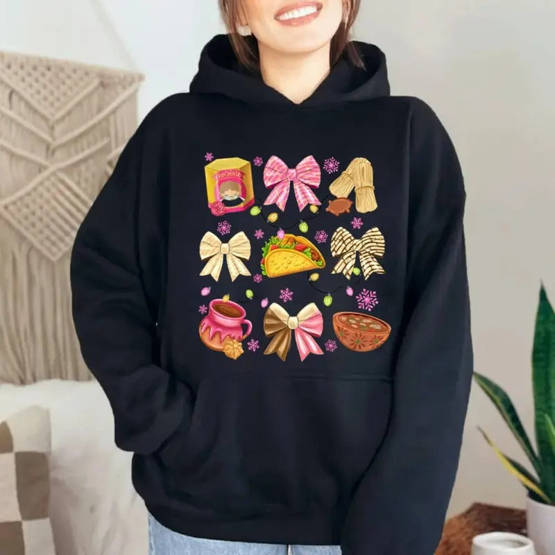 Coquettee Bow Christmas Mexican Shirt, Pantasmas Christmas Sweatshirt, Spanish, Feliz Navidad, Conchas Hoodie, Unisex...