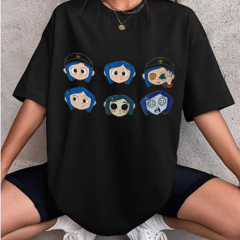 Cor.ralinee Chibi Emotions Shirt, Horror Cor.ralinee movies, Horror Character Shirt, Halloween Crewneck Sweatshirt