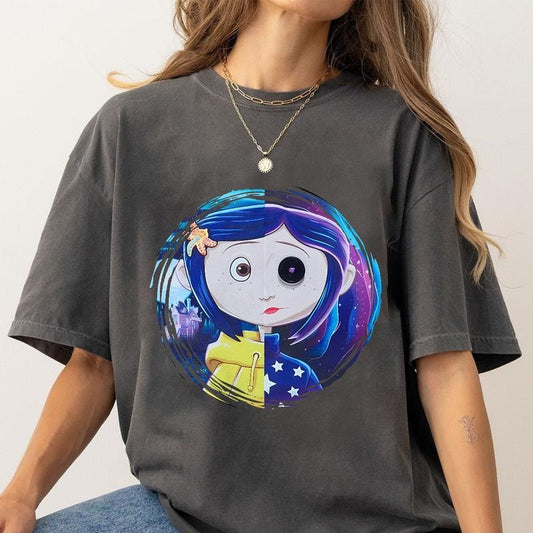 Cor.ralinee Half normal Half button face Shirt, Horror Cor.ralinee movies, Horror Character Shirt, Halloween Crewneck Sweatshirt