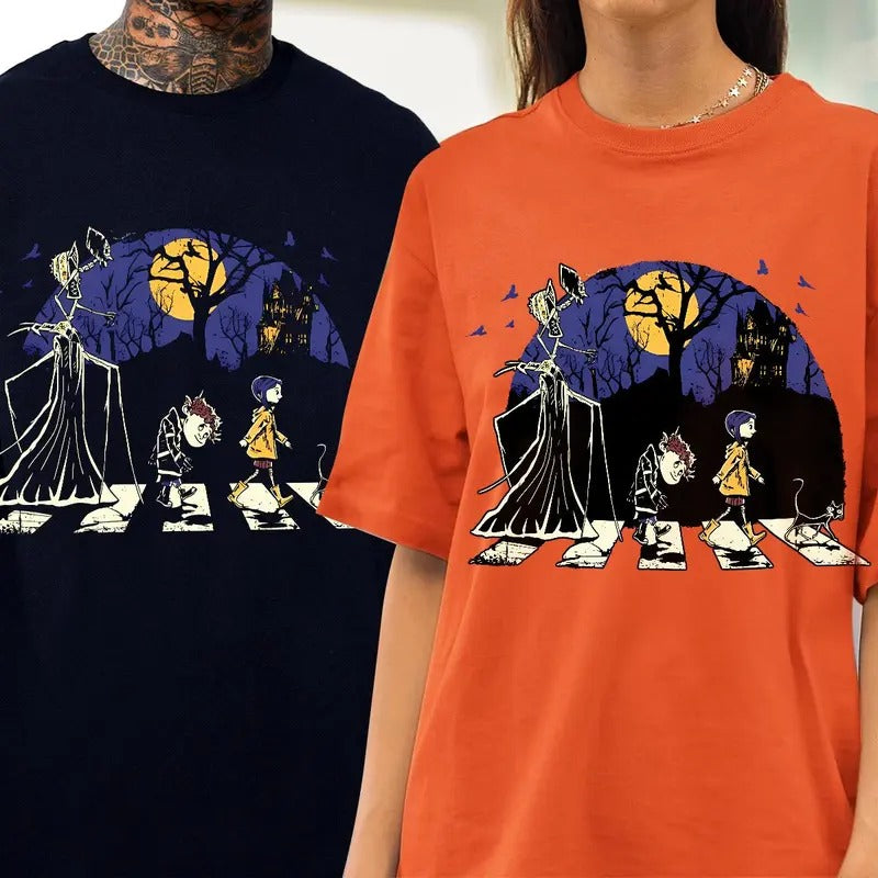 Coraline Abbey Road shirt, Coraline horror movies tshirt, Horror Character Shirt, Halloween Crewneck Sweatshirt
