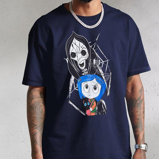 Coraline Beldam with Coraline Shirt, Horror Corline movies, Horror Character Shirt, Halloween Crewneck Sweatshirt