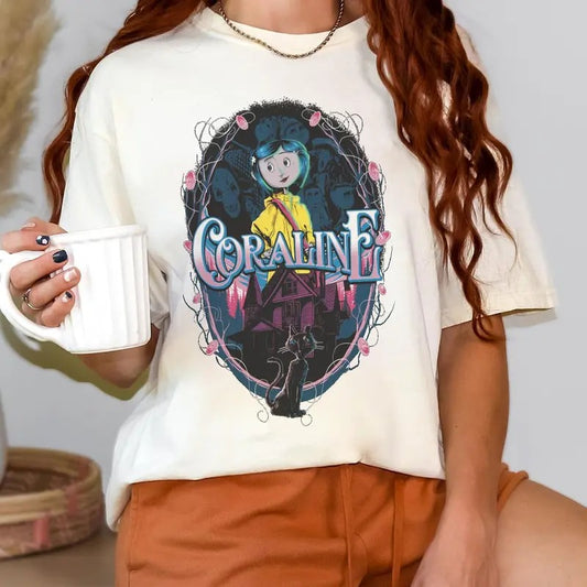 Coraline Cor.ralinee Parallel World Shirt, Horror Coraline movies, Horror Character Shirt, Halloween Crewneck Sweatshirtween Crewneck Sweatshirt