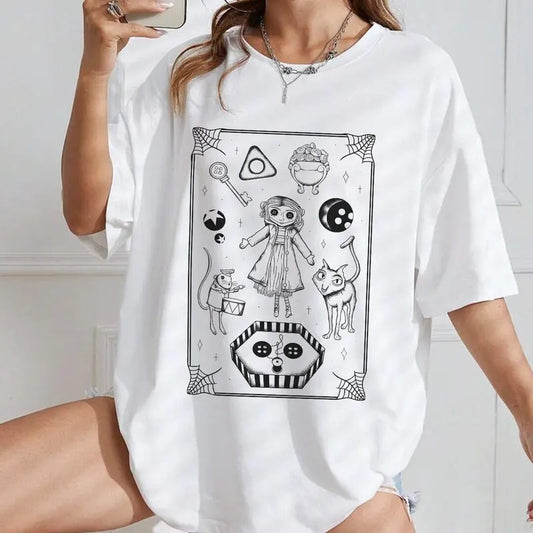 Coraline Doodle Sweatshirt, Coraline Horror Movies, Coraline Sweatshirt Hoodie, Halloween Movies, Christmas Gifts