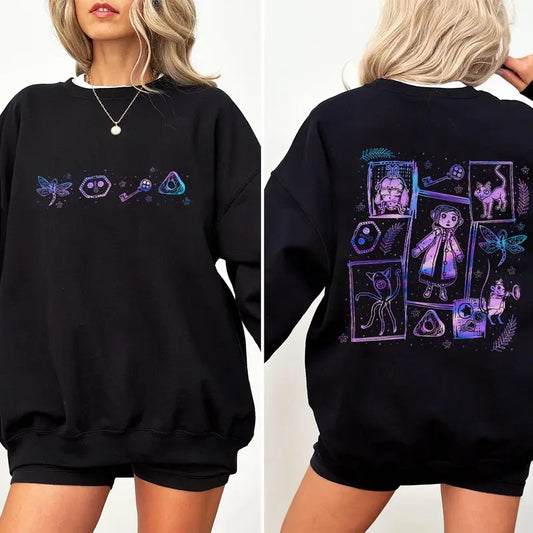 Coraline Dreaming Inspired by Tunnel color T-shirt, famous horror movies tshirt, Horror Character Shirt, Halloween Crewneck Sweatshirt Sweaters