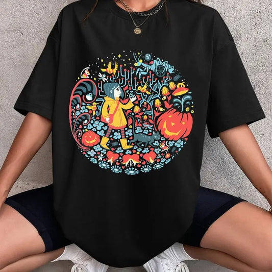 Coraline Garden Face Scary T-Shirt, Horror Coraline movies, Horror Character Shirt, Halloween Crewneck Sweatshirt