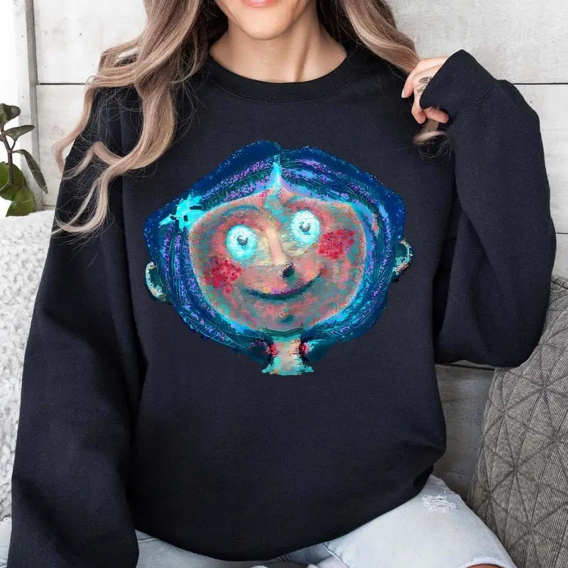 Coraline Garden Face T-Shirt, Horror Coraline movies, Horror Character Shirt, Halloween Crewneck Sweatshirt