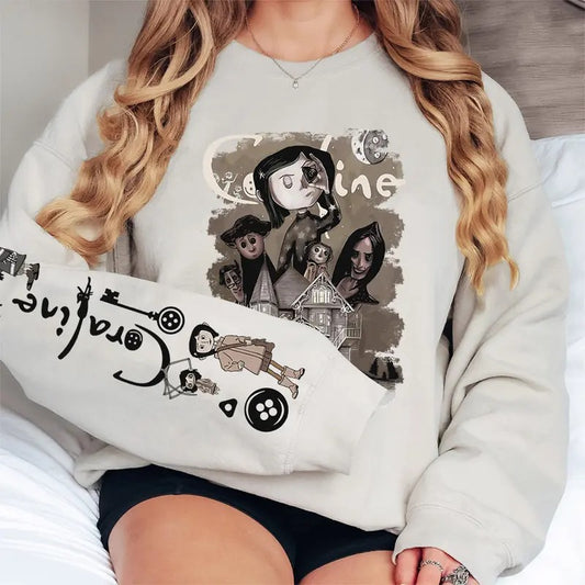 Coraline Movie Hoodie, Funny Shirt 2024, Coraline Movie Vintage Retro Horror T-Shirt, Coraline Sweatshirt