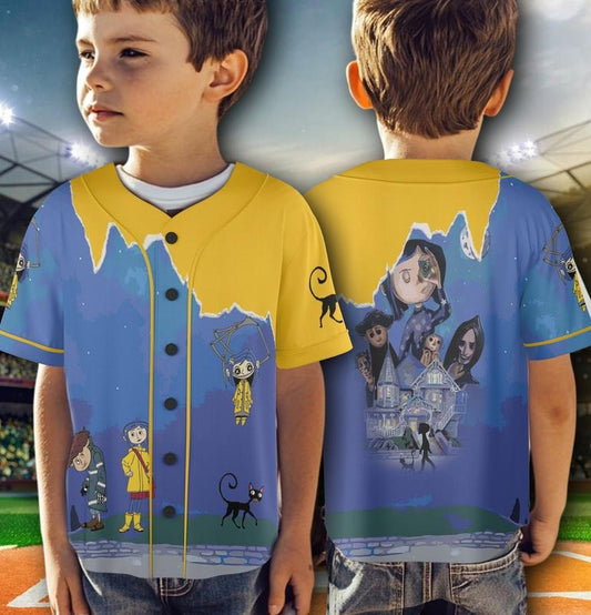 Coraline Movie Vintage Retro Horror Baseball Jersey