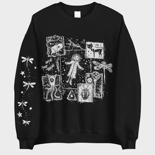 Coraline dreaming Sweatshirt Hoodie, famous horror movies tshirt, Horror Character Shirt, Halloween Crewneck Sweatshirt Sweaters