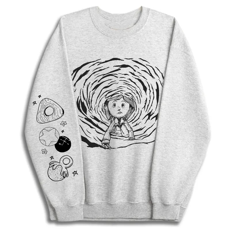 Coraline in Other World Sweatshirt, Three Eyes of Children Ghost Shirt, Coraline Horror Movies Hoodie, Christmas Hallowen Gift, Trendy design shirt, Graphic Shirt