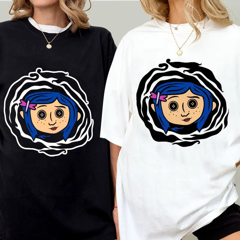 Coraline in tunnel shirt, Coraline horror movies tshirt, Horror Character Shirt, Halloween Crewneck Sweatshirt