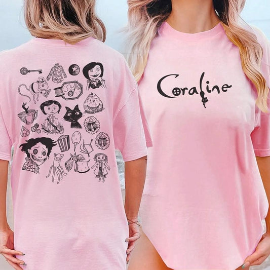 Coraline movie Button eyes car key Shirt, Wybie her friend Dreaming of Coraline Sweatshirt, Coraline Welcome Home Sweatshirt, famous horror movies tshirt, Horror Character Shirt, Halloween Crewneck Sweatshirt