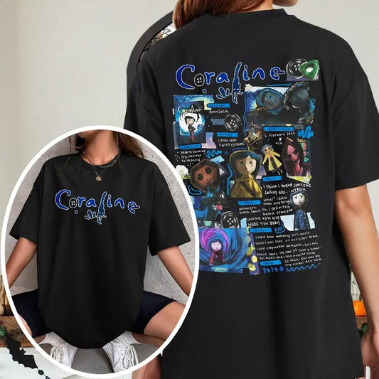 Coraline movie Theories Shirt, Wybie her friend Dreaming of Coraline Sweatshirt, Coraline Welcome Home Sweatshirt, famous horror movies tshirt, Horror Character Shirt, Halloween Crewneck Sweatshirt