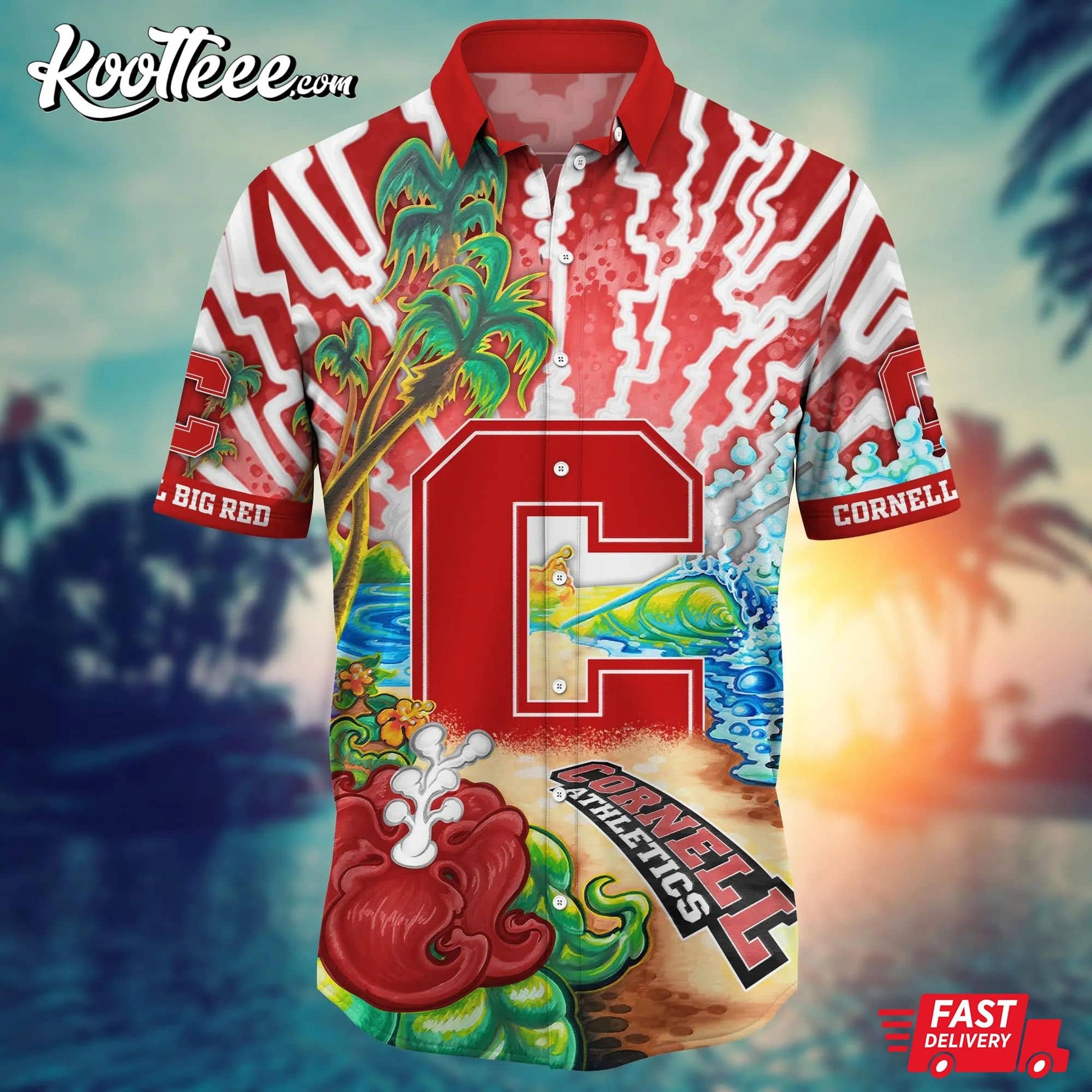 Cornell Big Red NCAA Hawaiian Shirt
