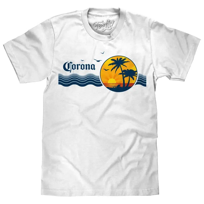 Corona Beer Palm Tree T-Shirt - White Hoodie, Sweatshirt | InkThreadWorks.com