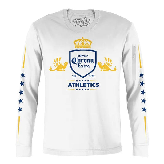 Corona Extra Athletics Stars Long Sleeve T-Shirt - White Hoodie, Sweatshirt | InkThreadWorks.com