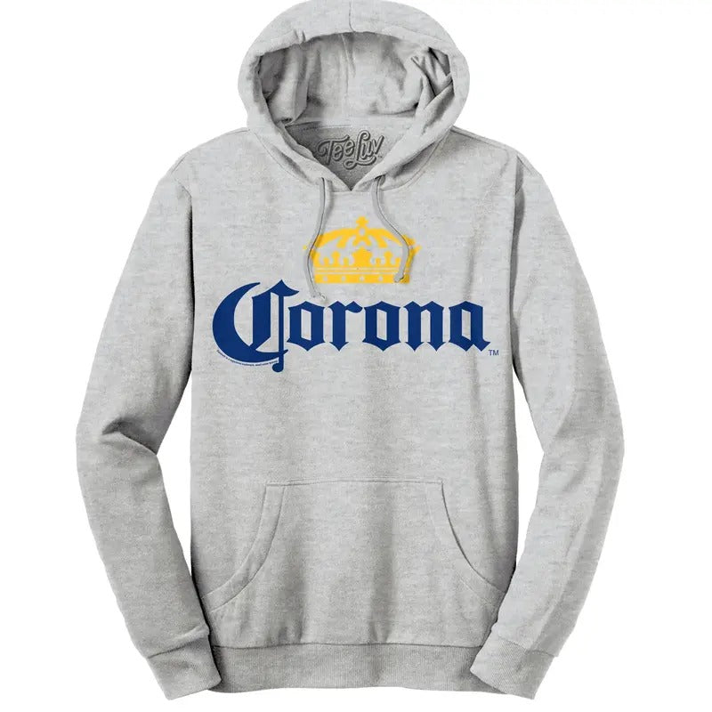 Corona Logo Pullover Hooded Sweatshirt - Gray T-Shirts, Hoodie | InkThreadWorks.com