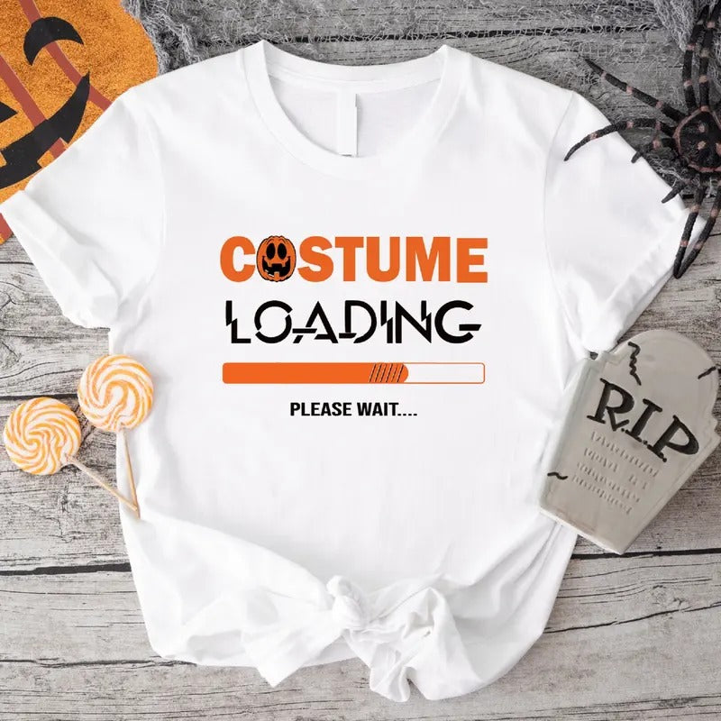 Costume Loading Please Wait T-Shirt, Funny Unisex Halloween Party Tee, Gaming Lover Halloween Gift, Spooky Season Tee.