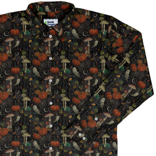 Cottagecore Halloween Mushroom Long Sleeve Button Up Shirt