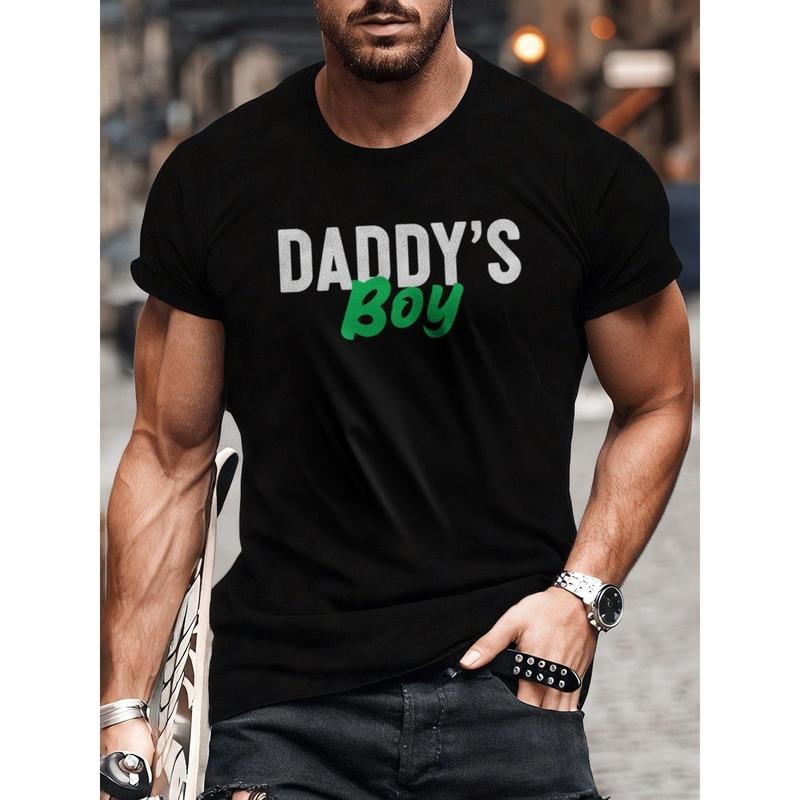 [Cotton Graphic Crew Neck Tee] 100% Cotton Daddy's Graphic Crew Neck T-shirt for Men - Comfortable Regular Fit with Slight Stretch - Ideal for Casual Outings, Running & Yoga Made in USA