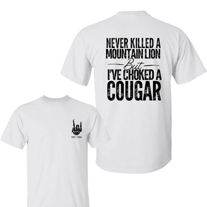 Cougar 2 Sided Shirt Custom Year Gen X T-Shirt, Bigthree Apparel - Black - white Graphic Design for Men and Women - Top