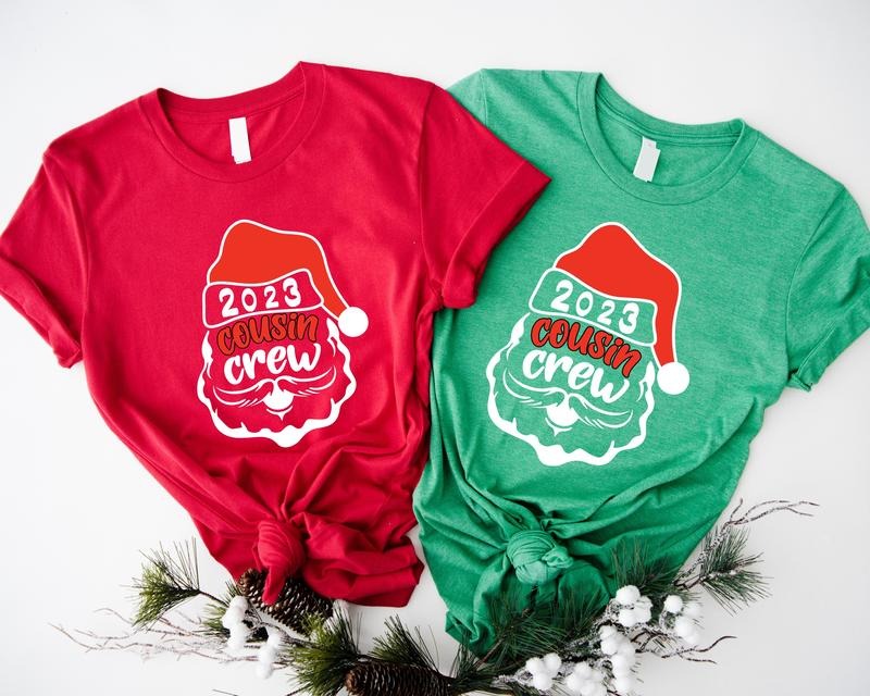 Cousin Crew 2023 Shirt, Santa Cousin Matching Outfit, Family Christmas Party Gift T-Shirt, Winter Holiday Cousin...