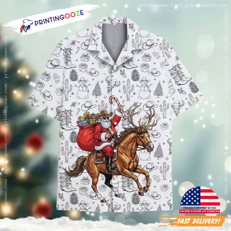 Cowboy Santa Howdy Christmas Hawaiian Shirt