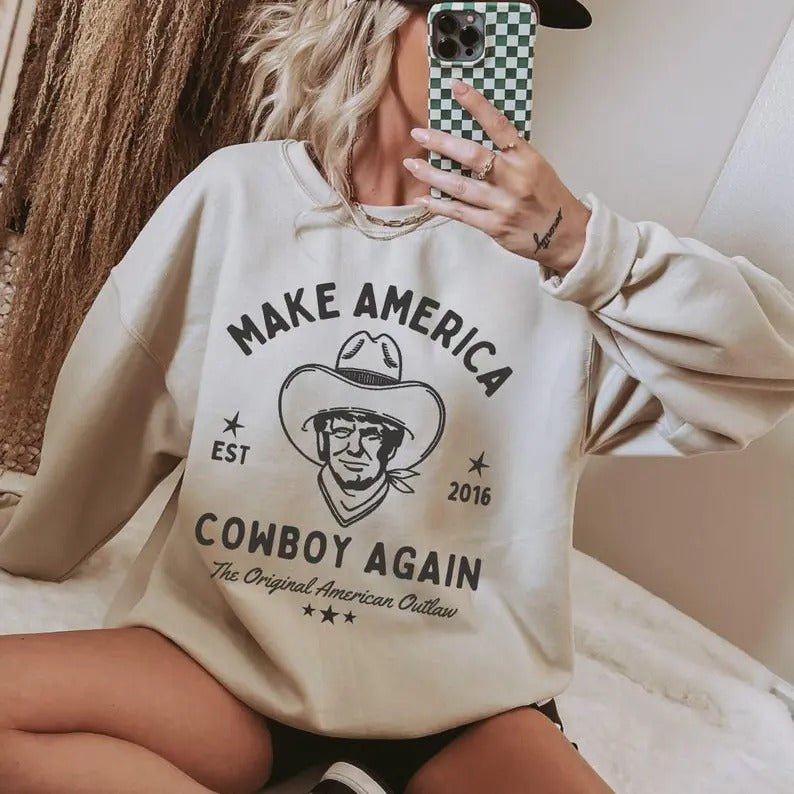 Cowboy TRUMP Sweatshirt Cowboy Trump Trump 2024 MAGA Apparel Ultra Maga Vote Shirt Free Trump Womens Trump Clothes Trump...