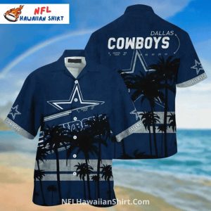 Cowboys Hawaiian Shirt - Dark Palm Tree Beach Sunset