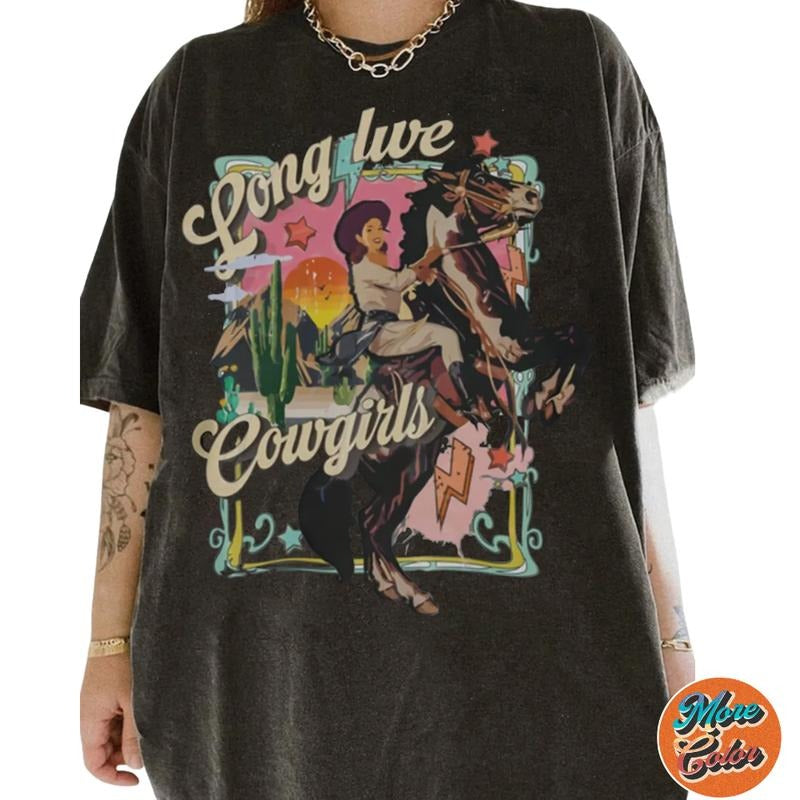 Cowgirl Western Movie Shirts, Cotton Unisex T-shirt, Crew Neck, Size S- 3XL, Menswear Top, Womenswear Top Underwear Streetwear