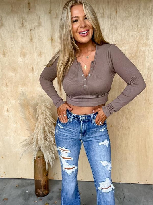 Cozy Callings Mocha Cropped Henley Top T-Shirts, Hoodie, Sweatshirt | InkThreadWorks.com