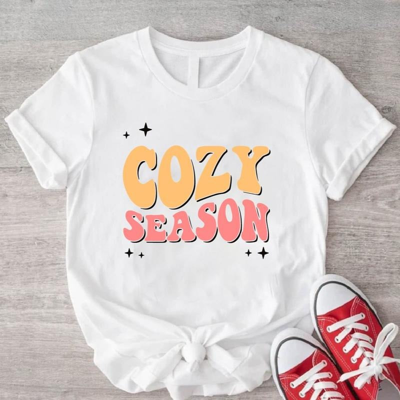 Cozy Season T-Shirt, Trendy Thanksgiving Shirt, Retro Fall Lover Tee, Weather Vibes Gift Shirt, Halloween T-Shirt....