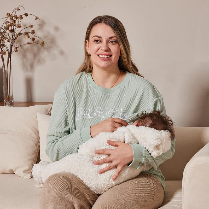 Cozy Waffle Knit Breastfeeding Sweatshirt with Zipper Access for Nursing Moms T-Shirts, Hoodie | InkThreadWorks.com